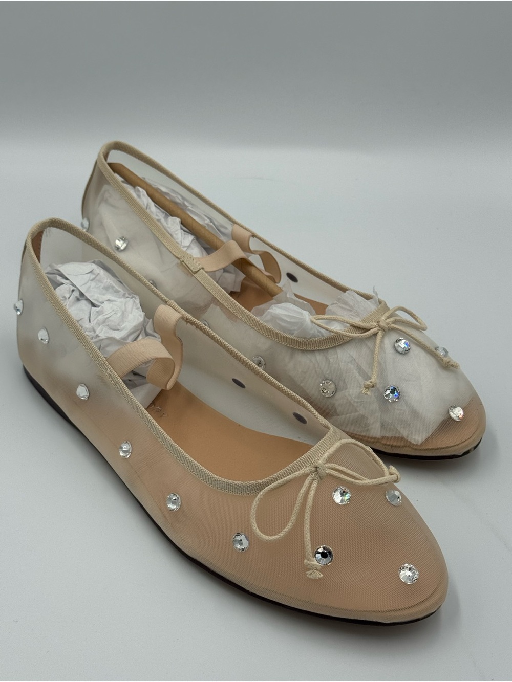 Chinese Laundry Adette Nude Crystal Mesh Ballet Flats Women’s 9.5 New w/o box - Picture 2 of 9